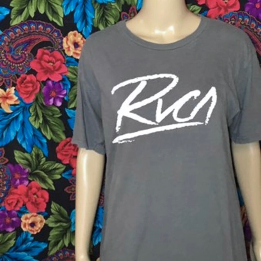 MEN'S RVCA SHIRT LARGE GREY SKATE SURF TOP